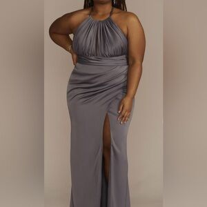 Gray Halter Formal Dress